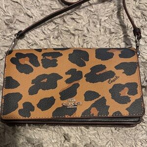Coach Animal Print Crossbody Bag - Tan and Black
